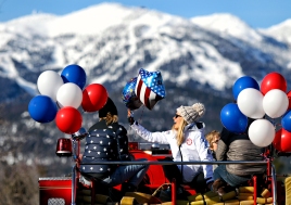 Maggie Voisin was welcomed home to Whitefish on March 7, 2018 with a firetruck ride through downtown after competing at the Winter Olympics. Justin Franz | Flathead Beacon